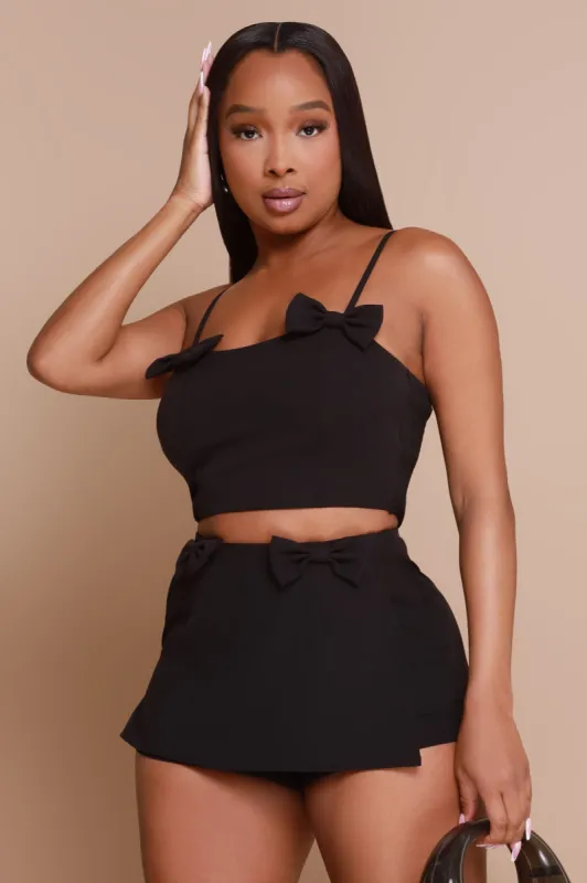 Melody Bow Tie Crop Top - Black sold by Swankaposh