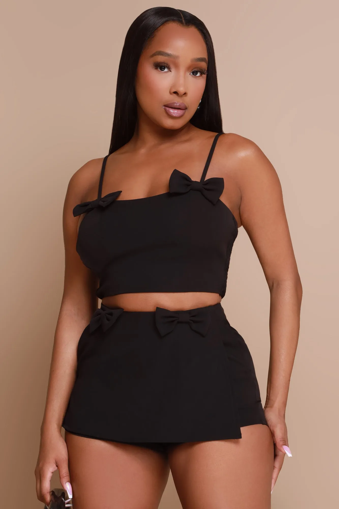 Melody Bow Tie Crop Top - Black sold by Swankaposh product image thumbnail 4