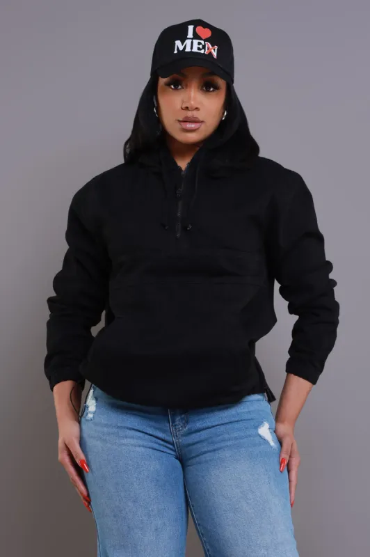 Always Gone Oversized Denim Hoodie - Black sold by Swankaposh