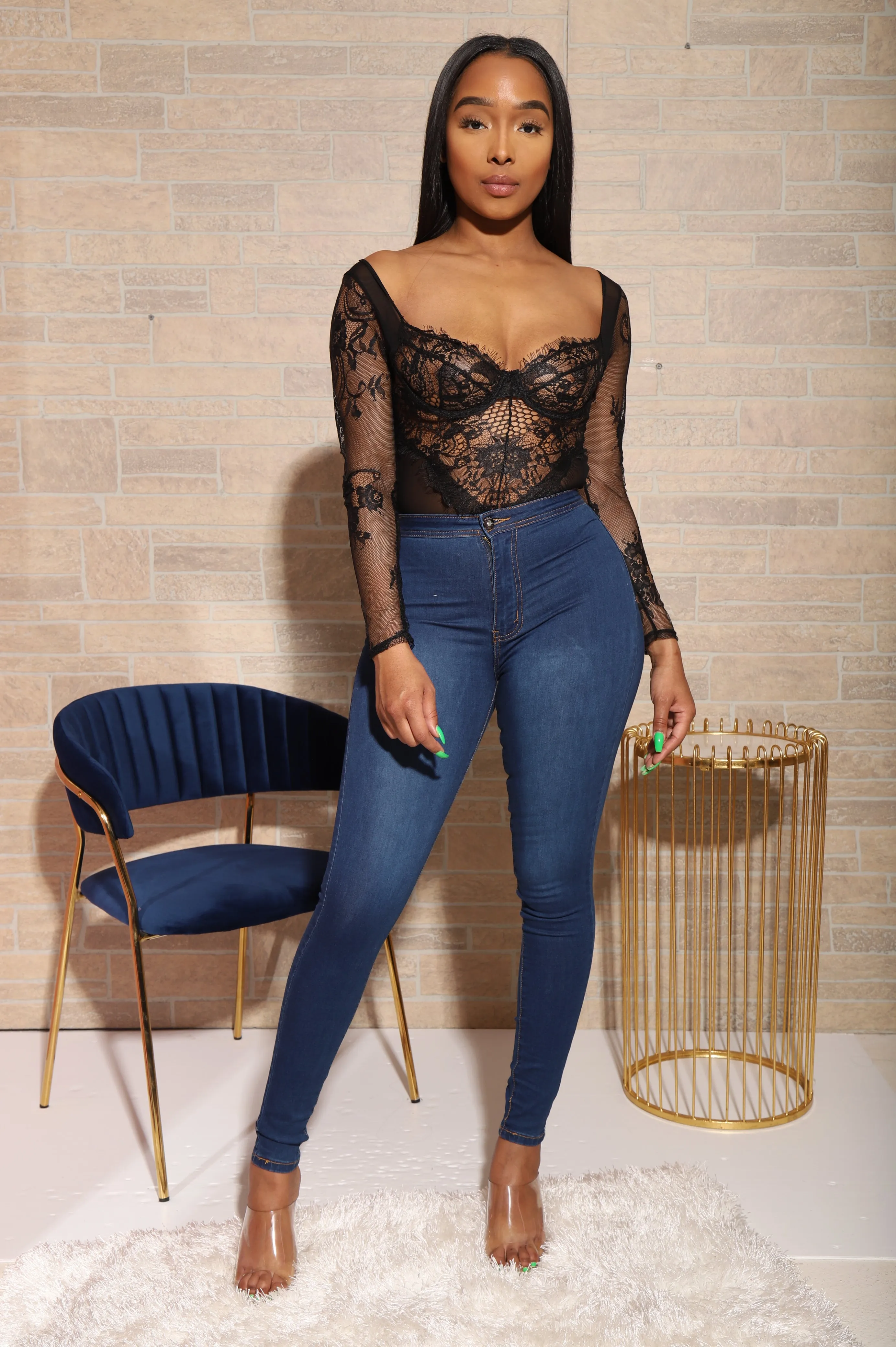 Dot Com Black Lace Bodysuit sold by Swankaposh product image thumbnail 2