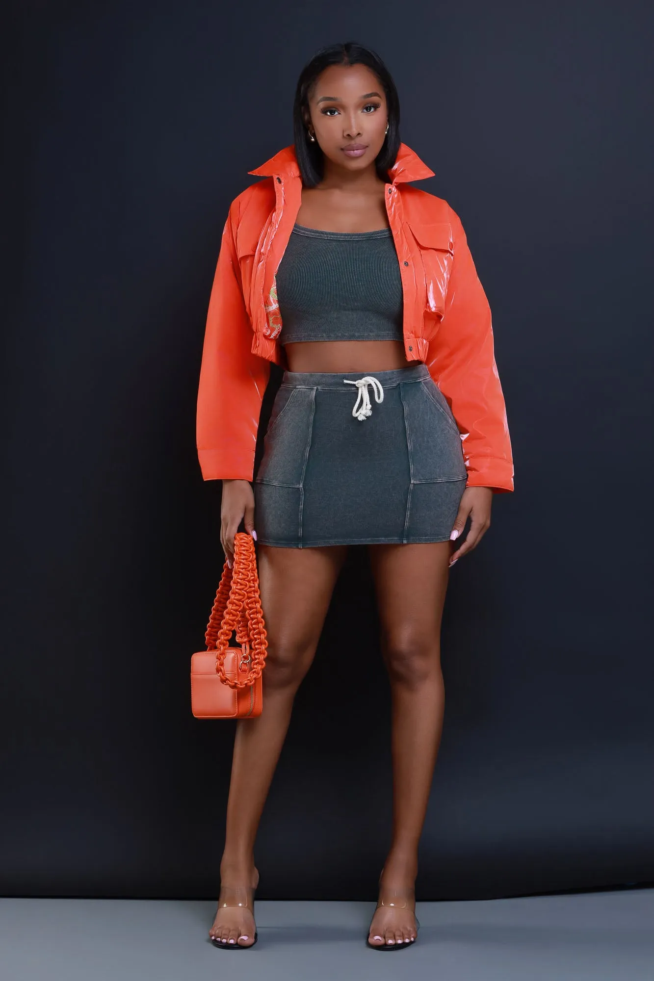 Mean It Cropped Skirt Set - Army Green sold by Swankaposh product image thumbnail 2