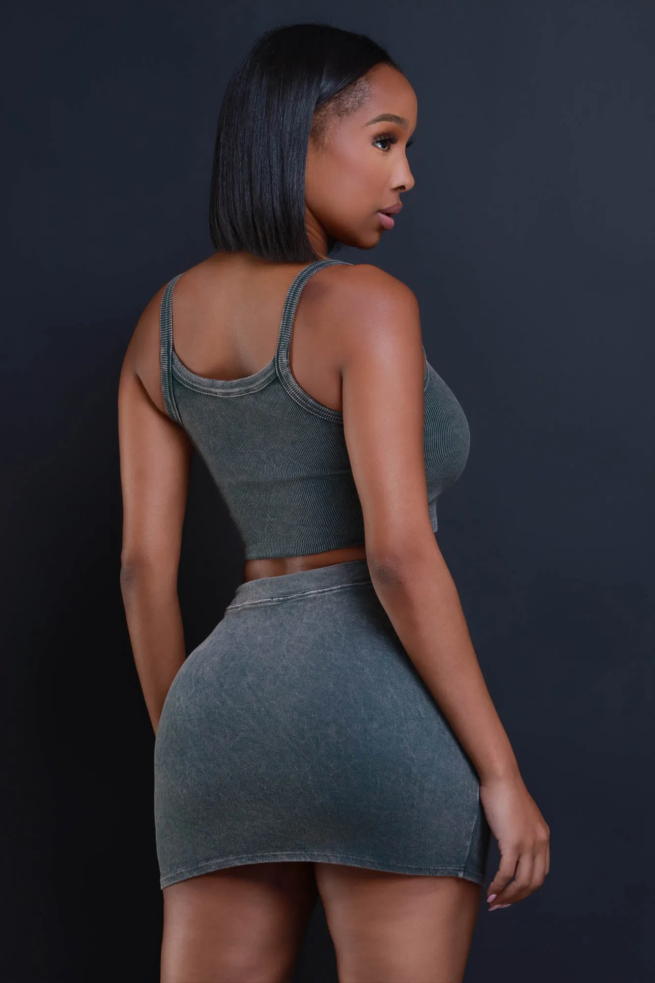 Mean It Cropped Skirt Set - Army Green sold by Swankaposh product image thumbnail 3