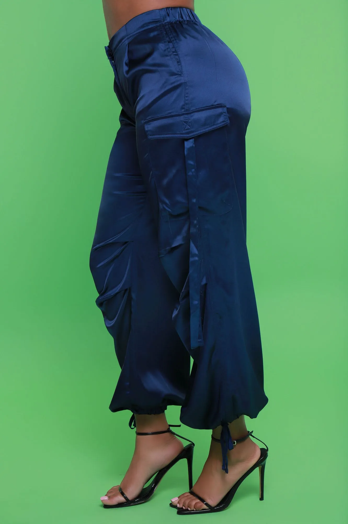 Early Access Satin Cargo Pants - Blue sold by Swankaposh product image thumbnail 3