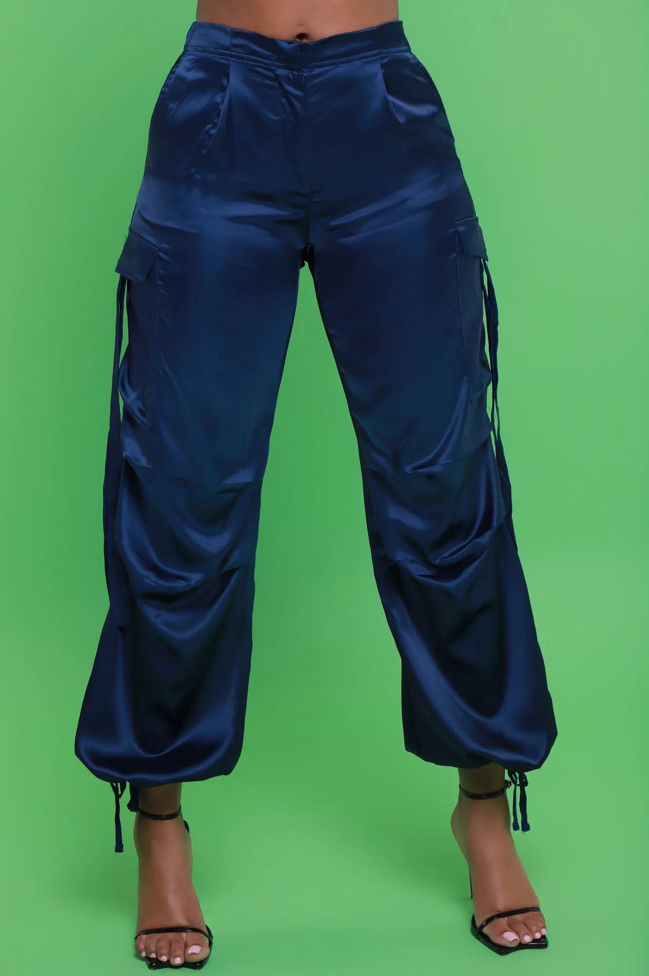 Early Access Satin Cargo Pants - Blue sold by Swankaposh product image thumbnail 2