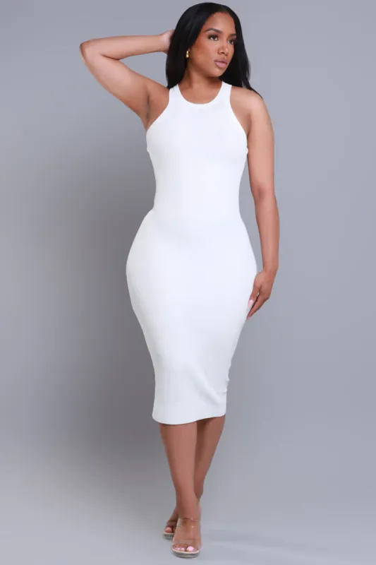 Call To Action Sleeveless Midi Dress - Ivory sold by Swankaposh