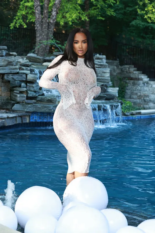 Effortless Long Sleeve Knit Maxi Dress - White sold by Swankaposh