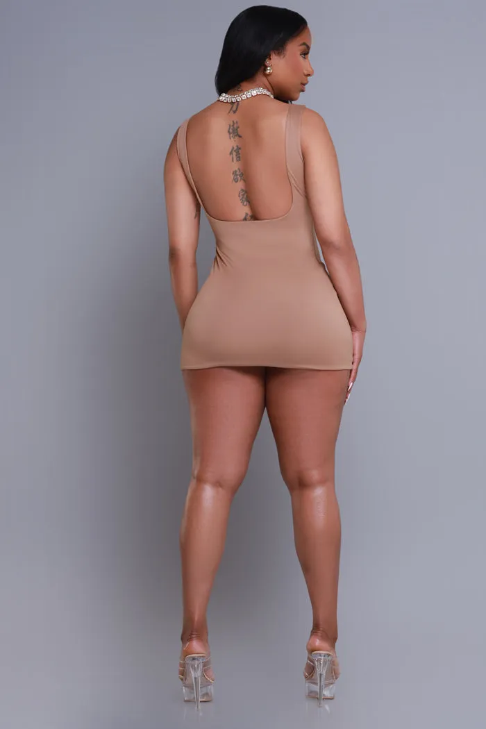 Second Skin Sculpting Open Back Mini Dress - Latte sold by Swankaposh product image thumbnail 4
