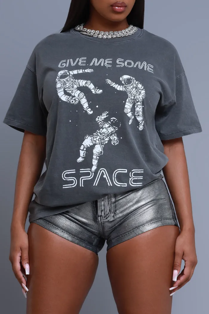 Give Me Space Oversized Graphic T-Shirt - Grey sold by Swankaposh