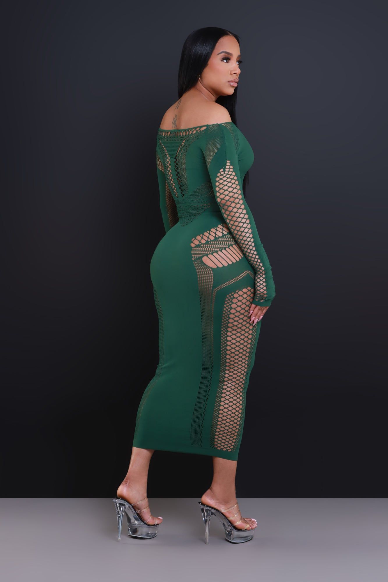 Baby Girl Laser Cut Seamless Maxi Dress - Green sold by Swankaposh product image thumbnail 4