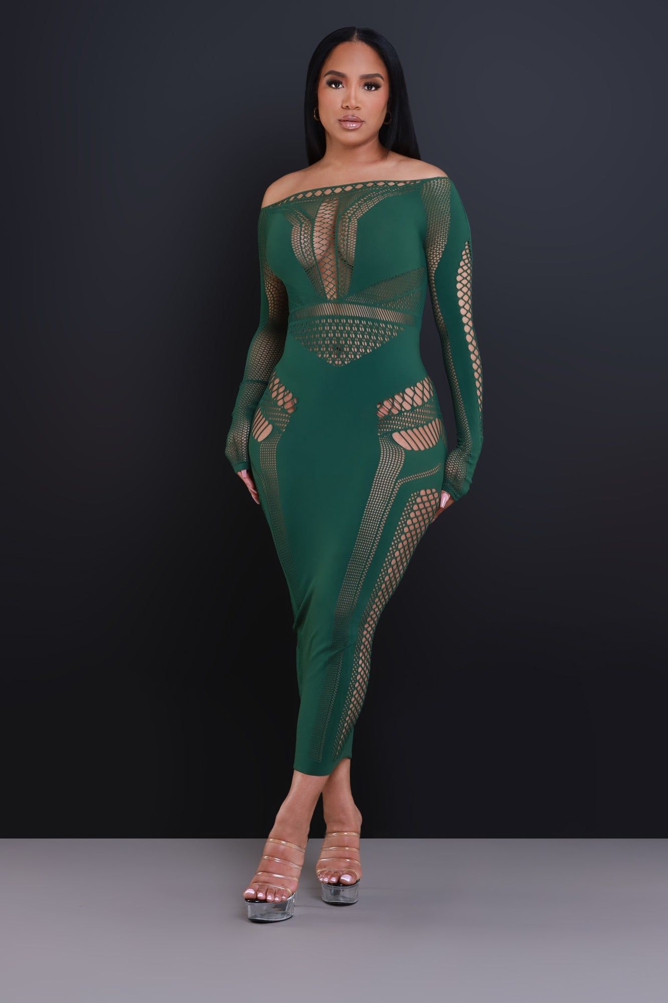 Baby Girl Laser Cut Seamless Maxi Dress - Green sold by Swankaposh