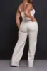 Offline Faux Leather Bootcut Pants - Cream sold by Swankaposh