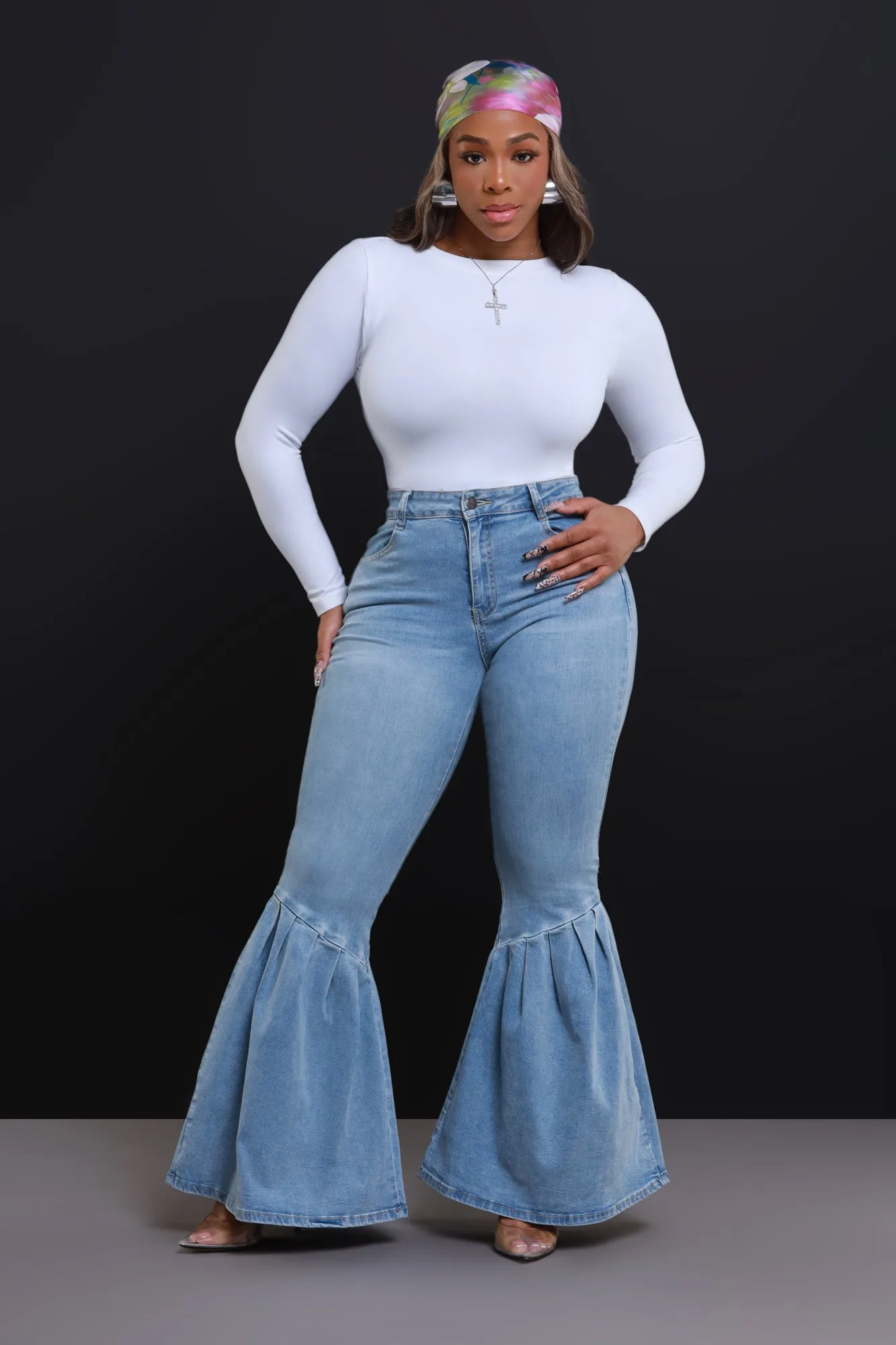 Sweet As Honey High Rise Bell Bottom Jeans - Light Wash sold by Swankaposh