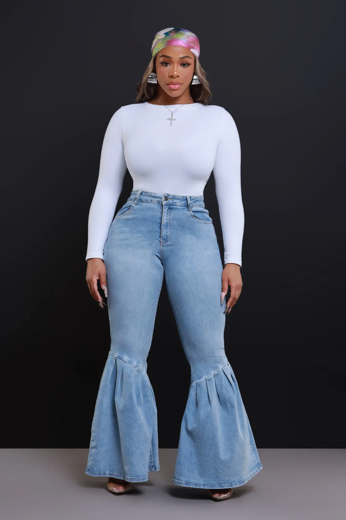 Sweet As Honey High Rise Bell Bottom Jeans - Light Wash sold by Swankaposh product image thumbnail 2