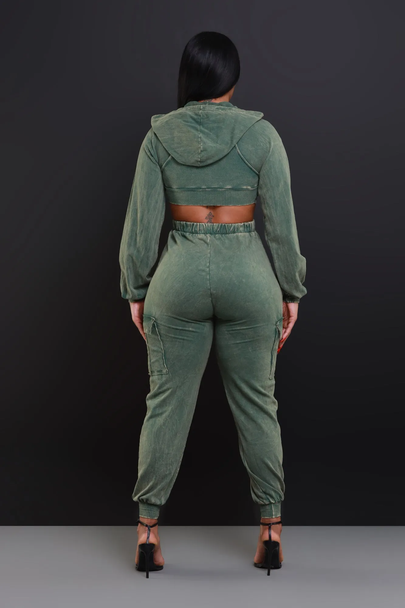 Big Ask Hooded Cargo Pants Set - Olive sold by Swankaposh product image thumbnail 5