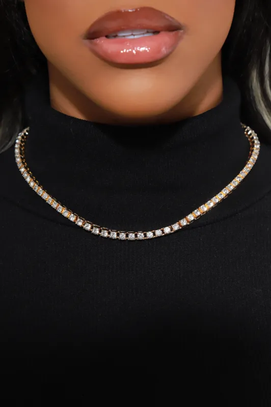 Playing Games Rhinestone Studded Necklace Set - Gold sold by Swankaposh