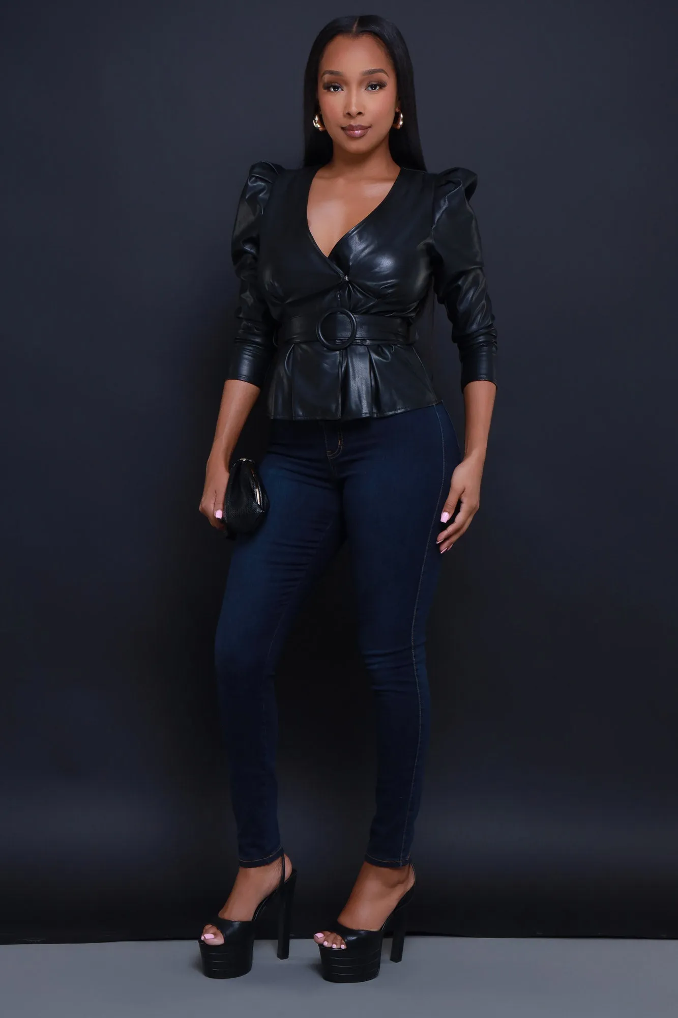 Afterlife Puff Sleeve Faux Leather Jacket - Black sold by Swankaposh product image thumbnail 4