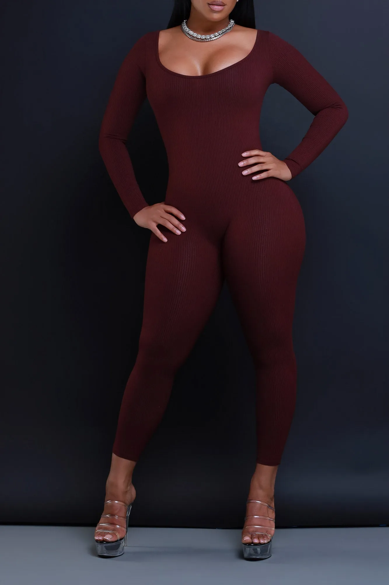 Anti-Hero Open Back Cellulite Deleter Jumpsuit - Raisin sold by Swankaposh product image thumbnail 3