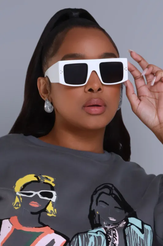 Don't Be Shady Oversized Square Sunglasses - White sold by Swankaposh