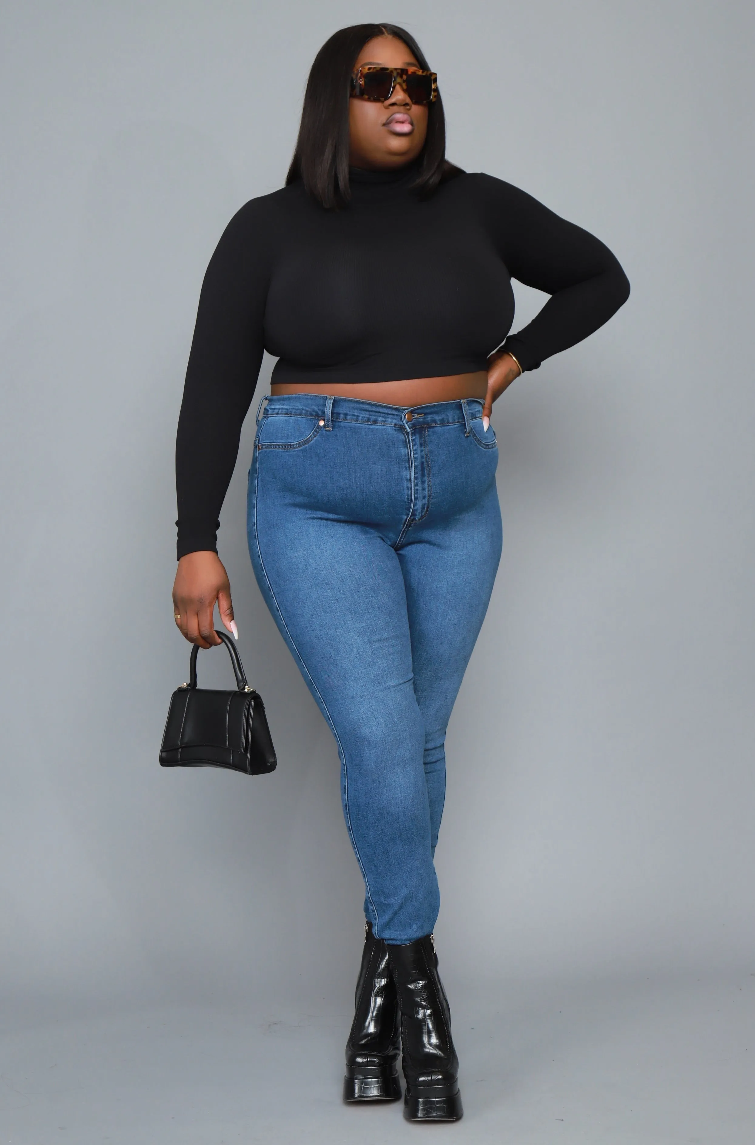 Far Behind Hourglass High Rise Stretchy Jeans - Medium Wash sold by Swankaposh product image thumbnail 4