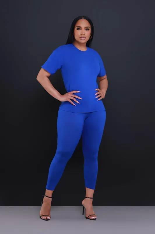 Be Great Short Sleeve Legging Set - Royal Blue sold by Swankaposh