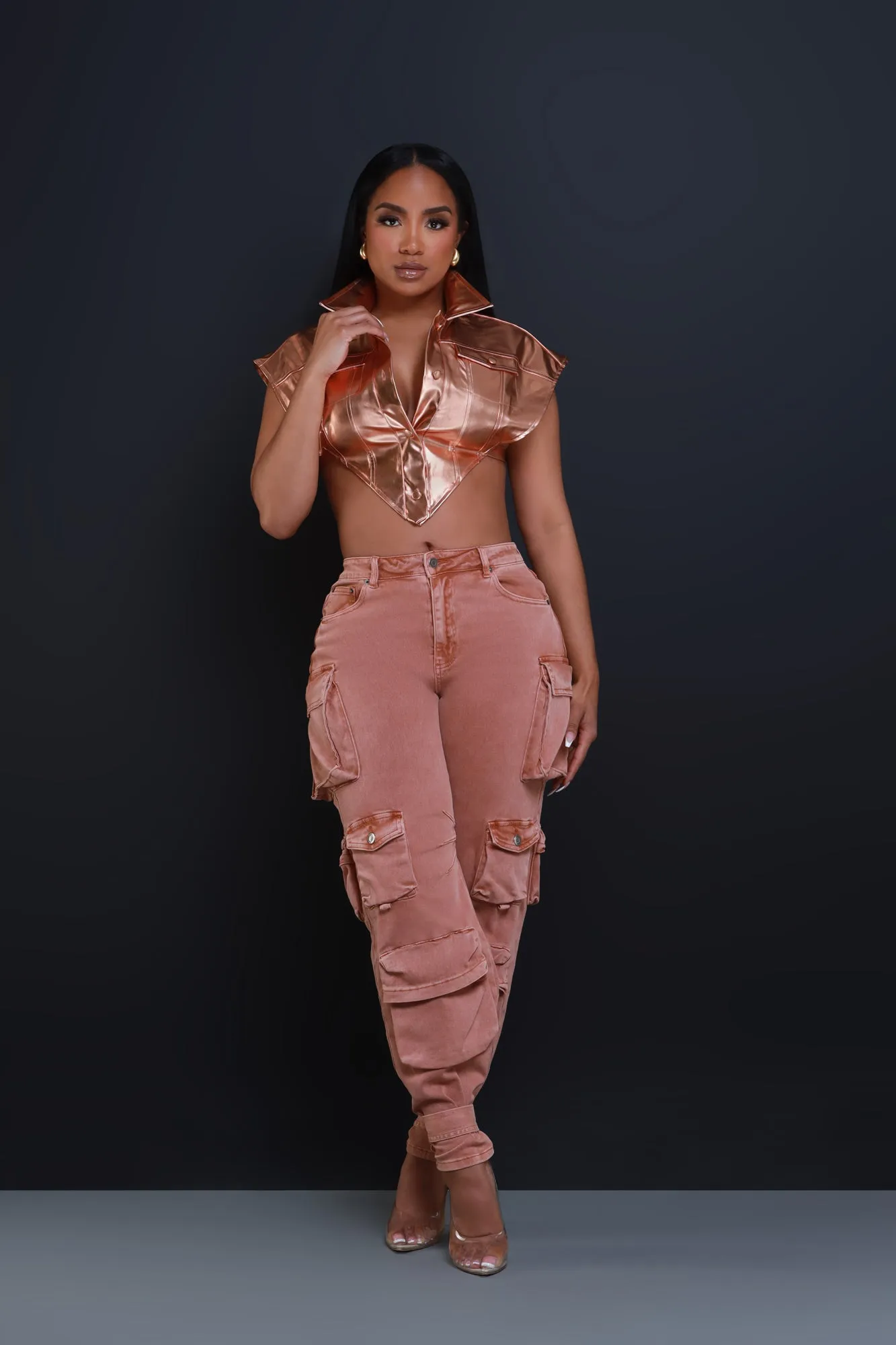 Fight Fire Denim Cargo Pants - Brick sold by Swankaposh product image thumbnail 2