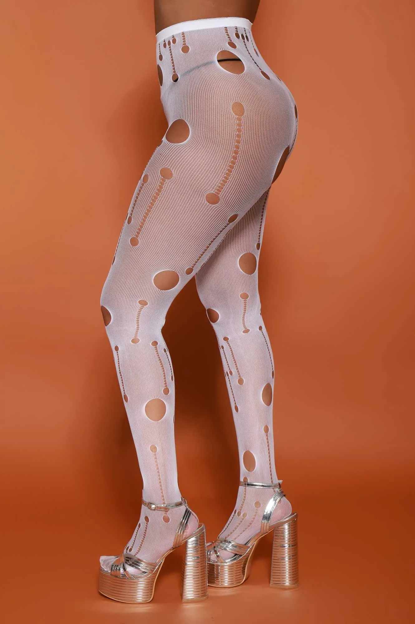 Attitude Holey Fishnet Stockings - White sold by Swankaposh product image thumbnail 5