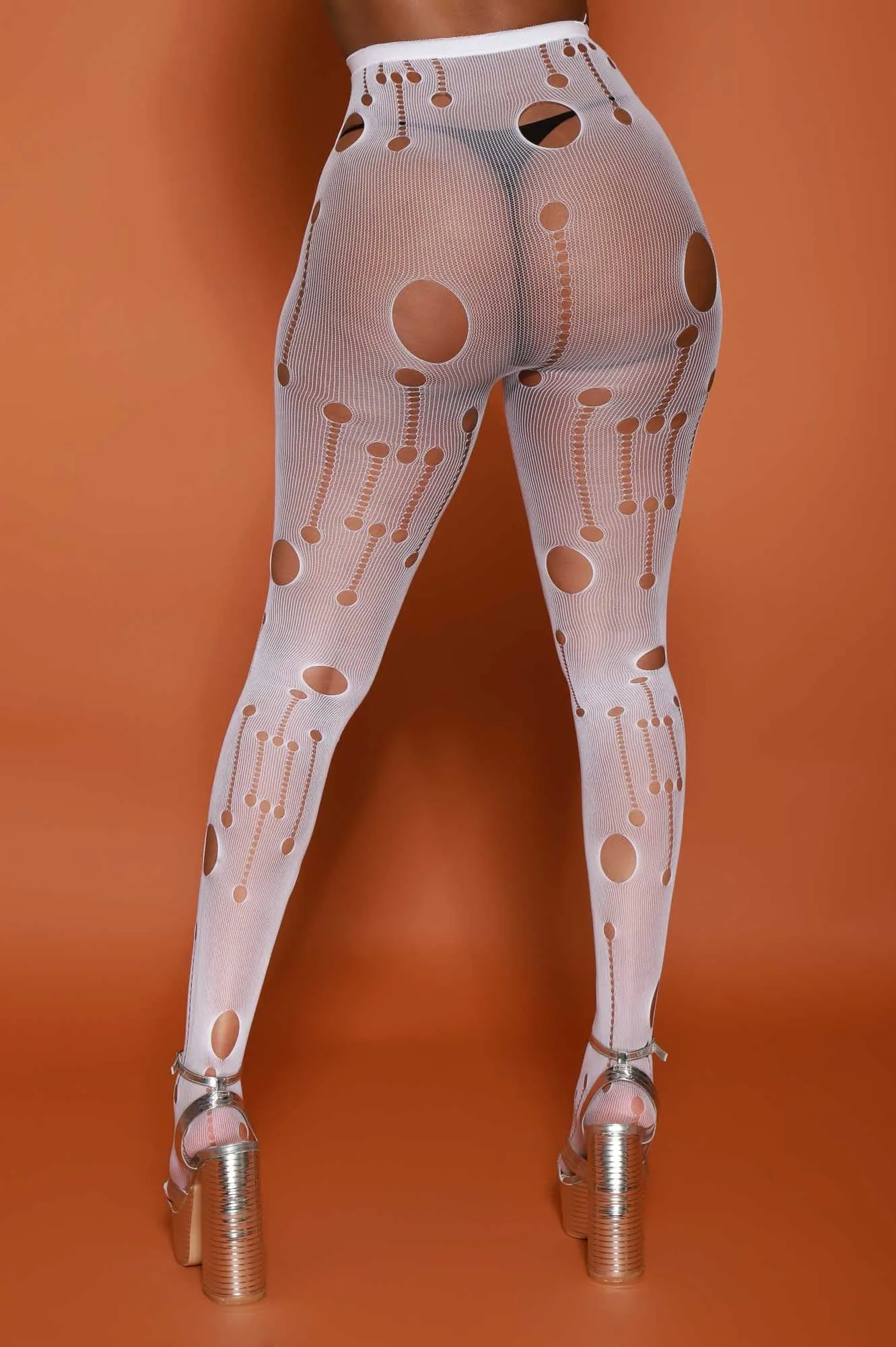 Attitude Holey Fishnet Stockings - White sold by Swankaposh product image thumbnail 3