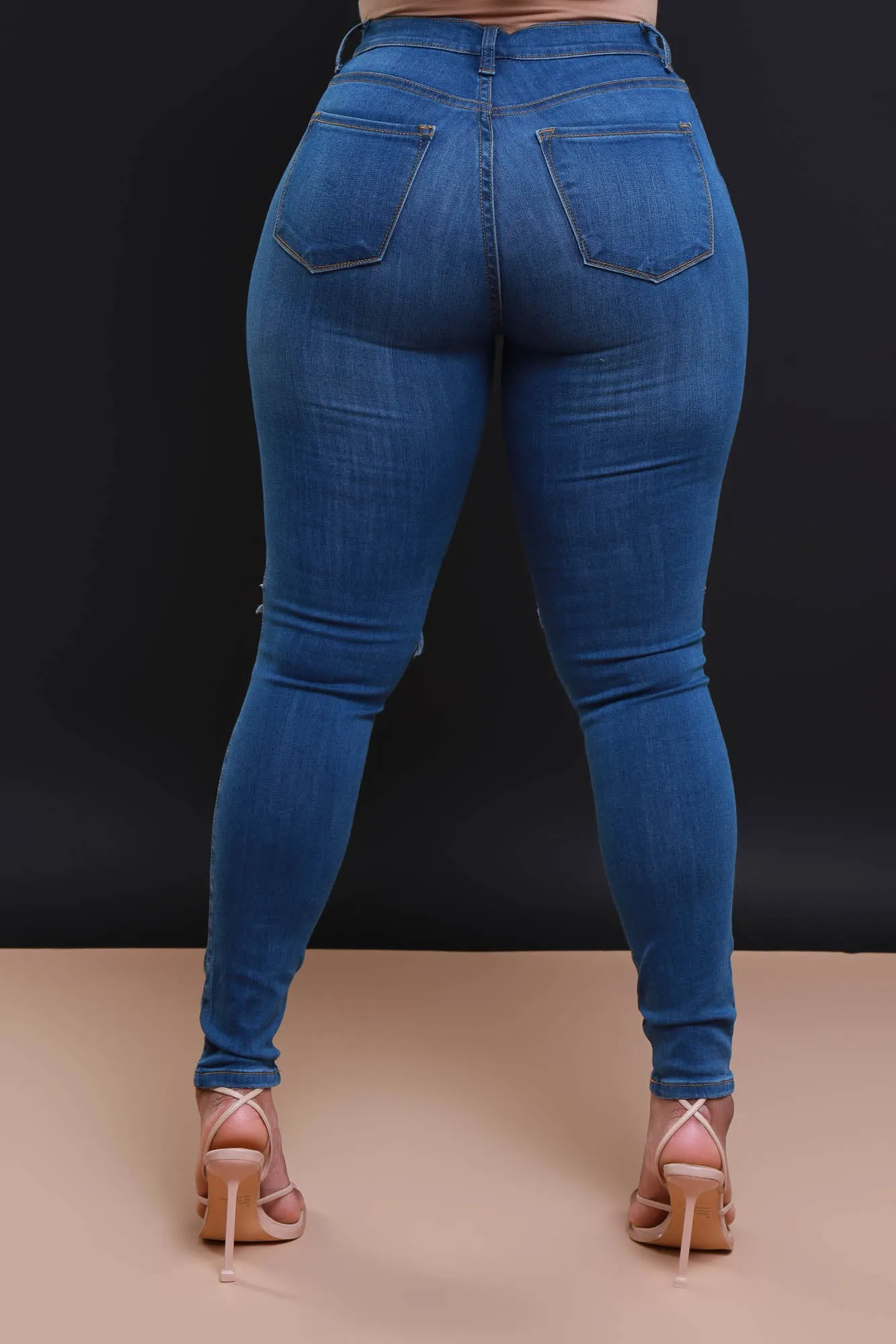 No Favors Distressed Stretch Skinny Jeans - Medium Wash sold by Swankaposh product image thumbnail 2