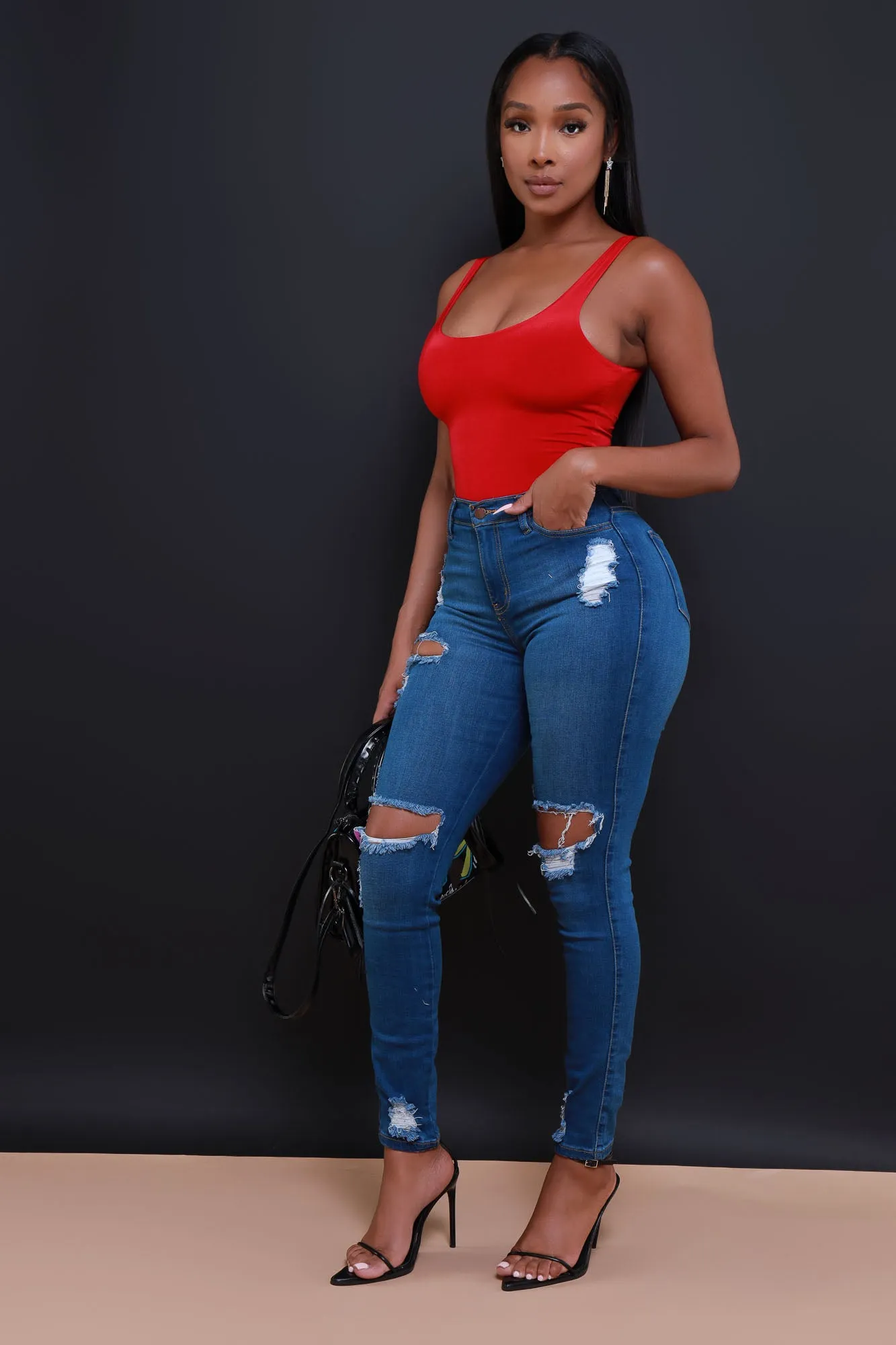 No Favors Distressed Stretch Skinny Jeans - Medium Wash sold by Swankaposh product image thumbnail 5