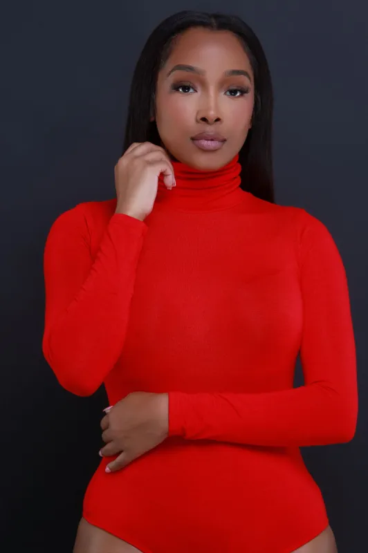Maneater Turtleneck Bodysuit - Ruby sold by Swankaposh