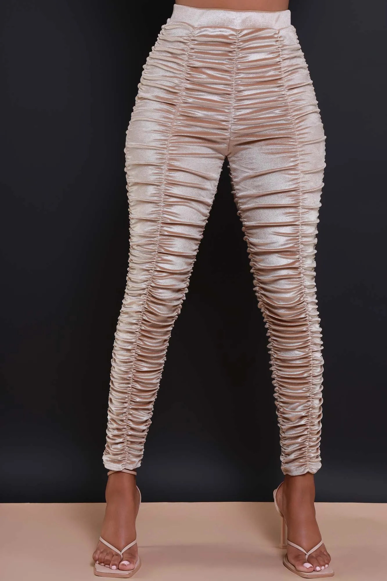 Be Honest Ruched High Waist Pants - Mushroom Velvet Leggings sold by Swankaposh product image thumbnail 5