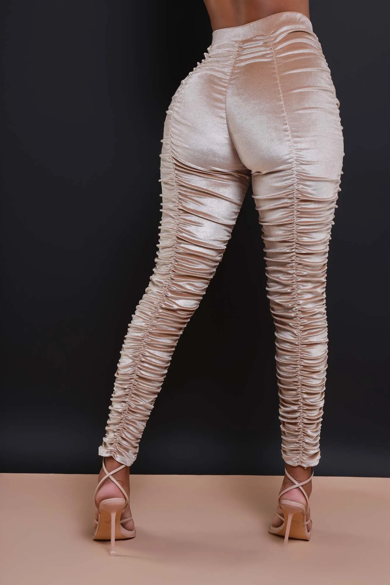 Be Honest Ruched High Waist Pants - Mushroom Velvet Leggings sold by Swankaposh product image thumbnail 2