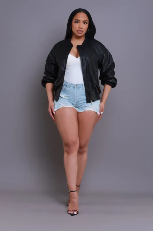 Drag Me Faux Leather Bomber Jacket - Black sold by Swankaposh