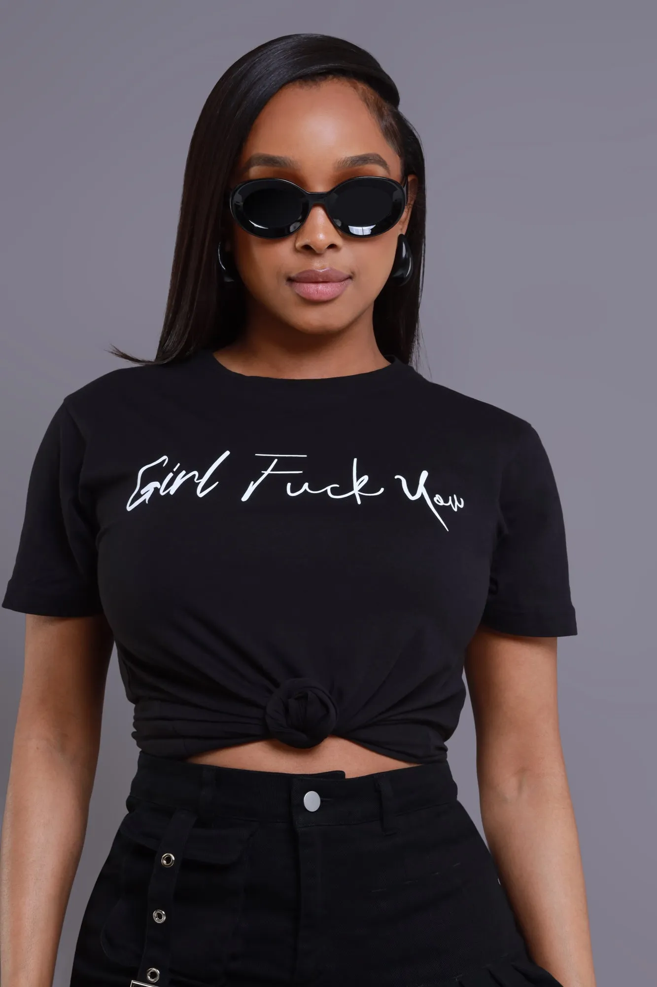 Girl F You Printed T-Shirt - Black/White sold by Swankaposh product image thumbnail 4