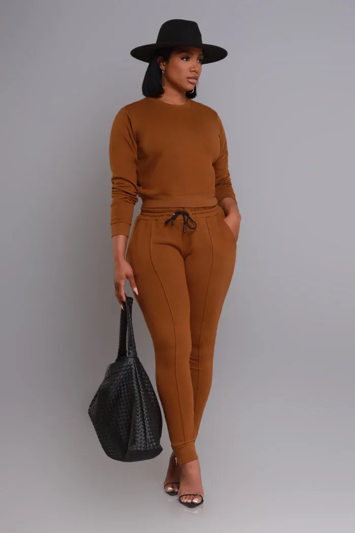 Brazil Lined Jogger Sweatsuit - Brown sold by Swankaposh product image thumbnail 4