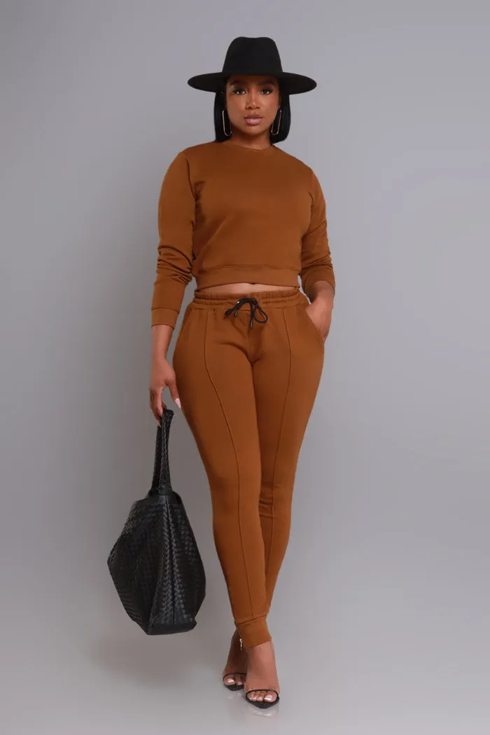 Brazil Lined Jogger Sweatsuit - Brown sold by Swankaposh