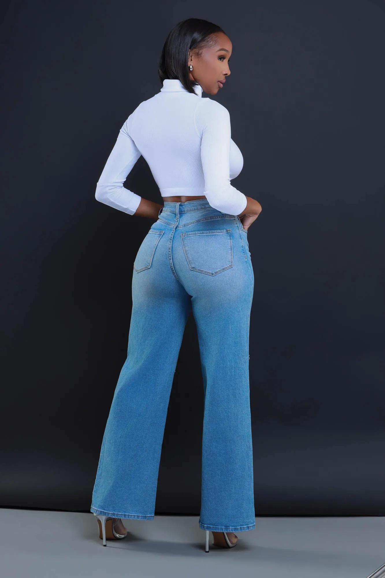 On Call Ribbed Turtleneck Crop Top - White sold by Swankaposh product image thumbnail 5