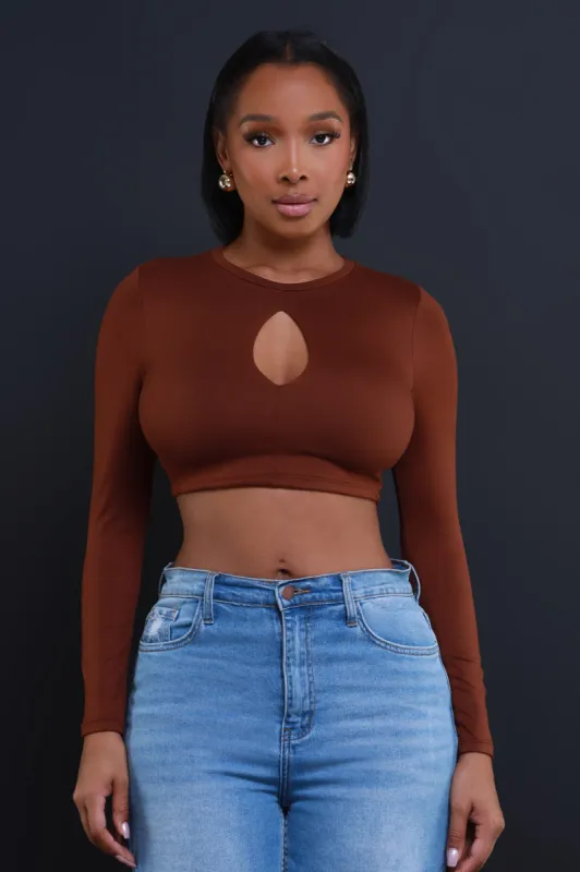 Not Worried Double Layered Keyhole Crop Top - Hot Chocolate sold by Swankaposh
