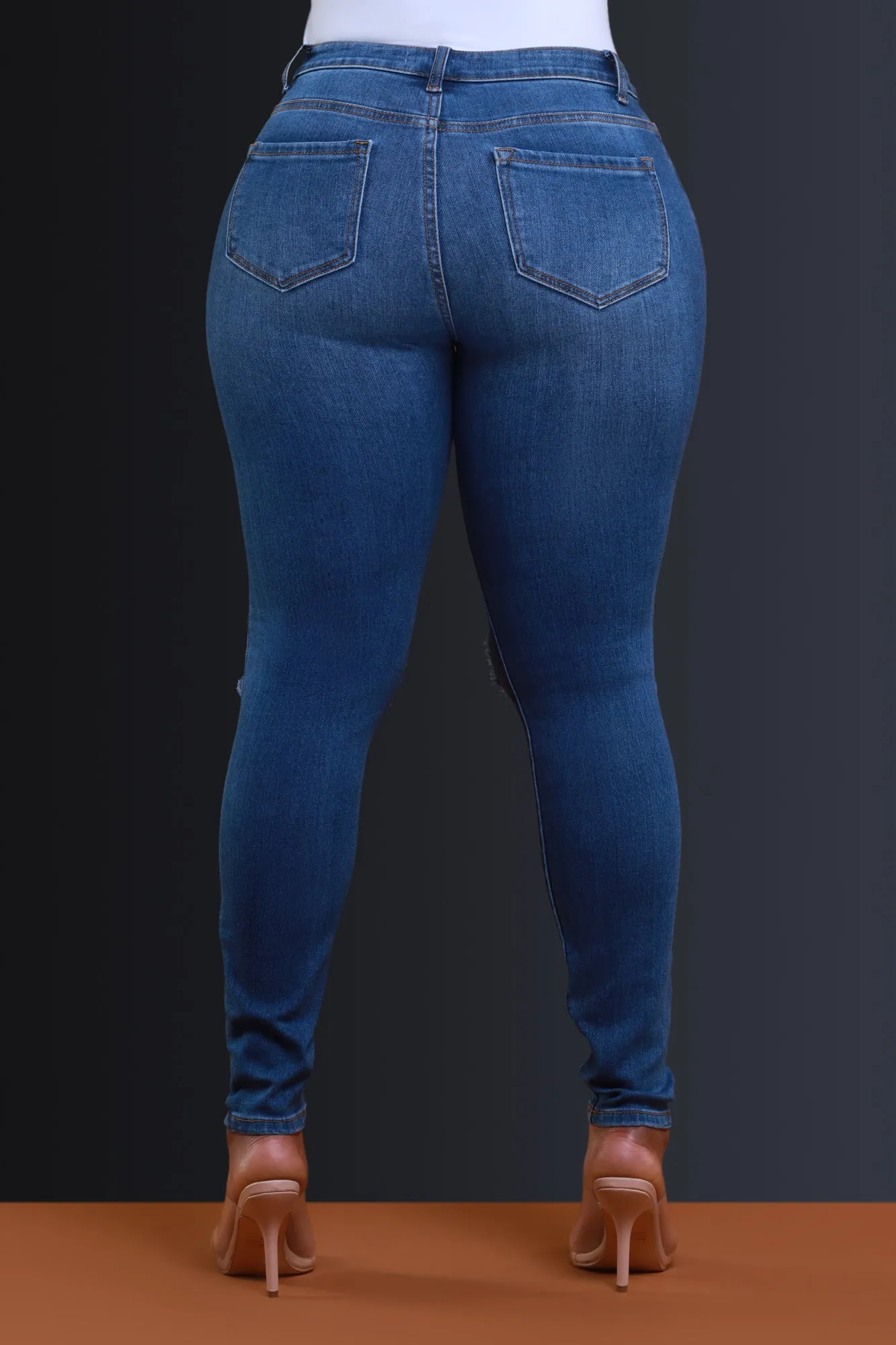 Clocked In Hourglass Distressed Skinny Jeans - Medium Wash sold by Swankaposh product image thumbnail 2