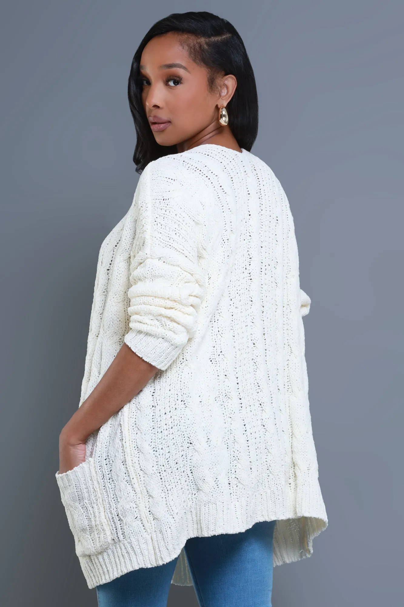 Stay Close Oversized Cardigan - Ivory sold by Swankaposh product image thumbnail 3