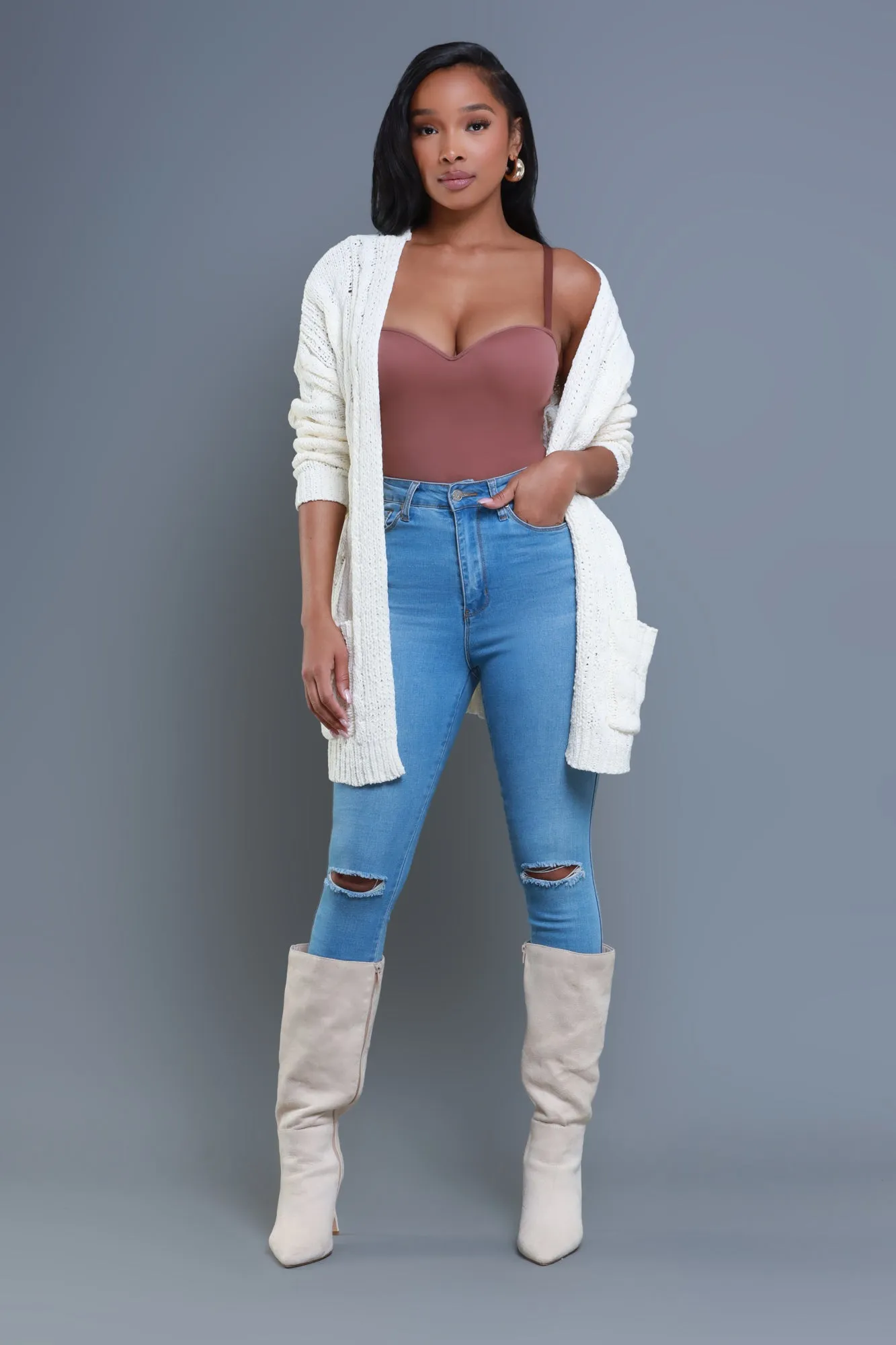 Stay Close Oversized Cardigan - Ivory sold by Swankaposh product image thumbnail 2