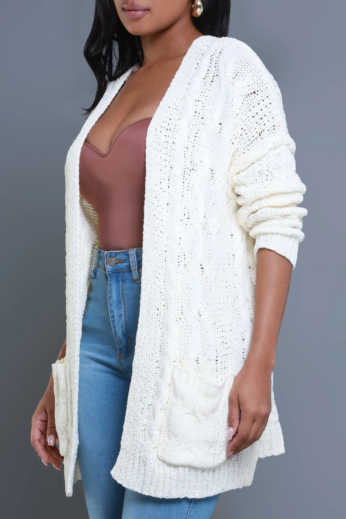 Stay Close Oversized Cardigan - Ivory sold by Swankaposh product image thumbnail 4