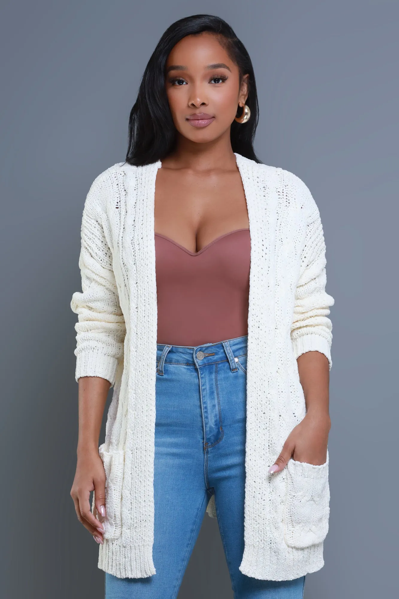 Stay Close Oversized Cardigan - Ivory sold by Swankaposh