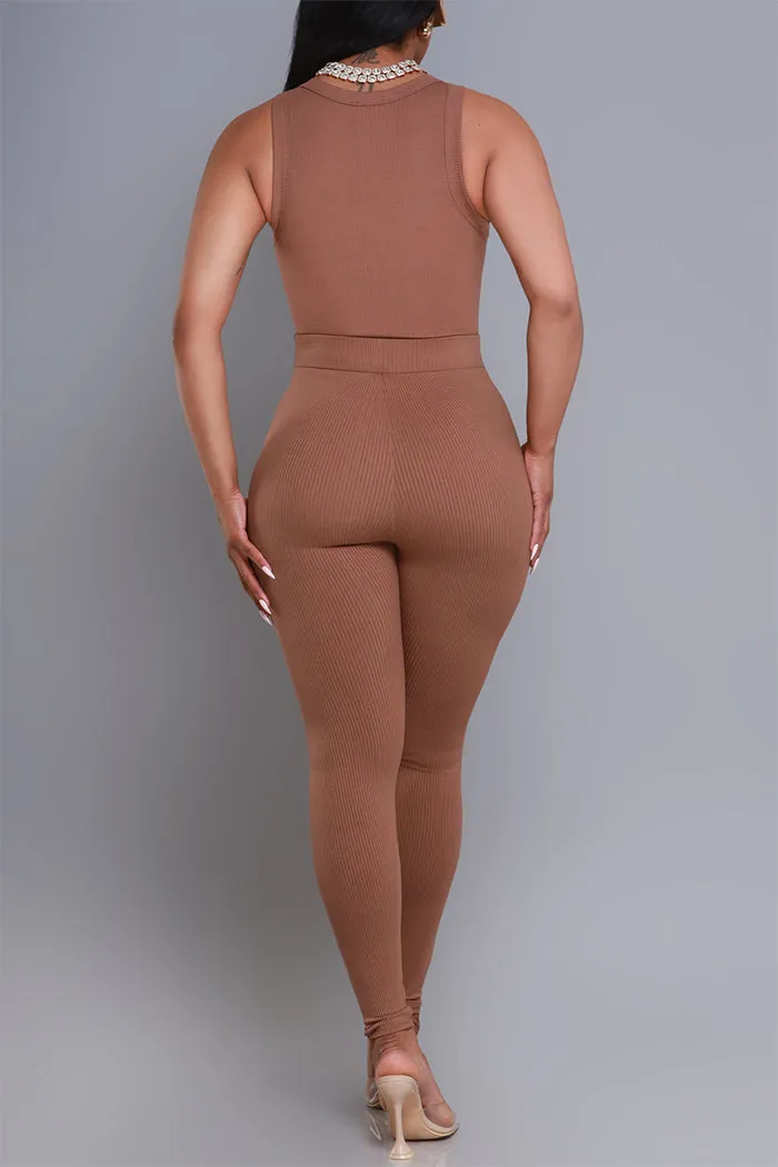 Break Down Cellulite Deleter Sleeveless Ribbed Bodysuit - Carob Brown sold by Swankaposh product image thumbnail 4