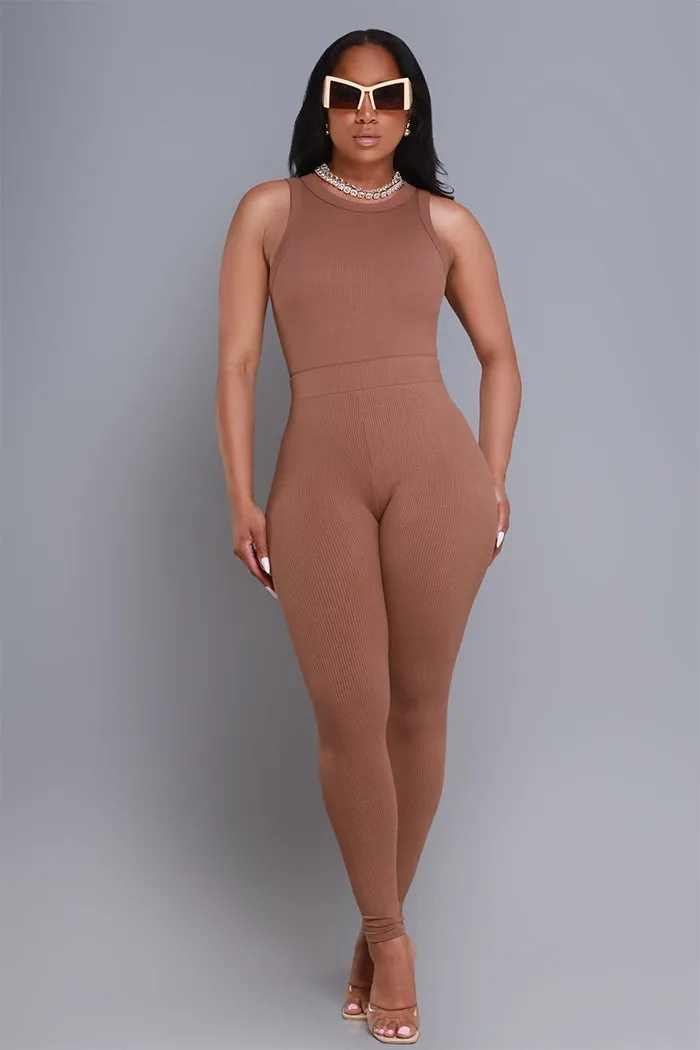 Break Down Cellulite Deleter Sleeveless Ribbed Bodysuit - Carob Brown sold by Swankaposh product image thumbnail 3