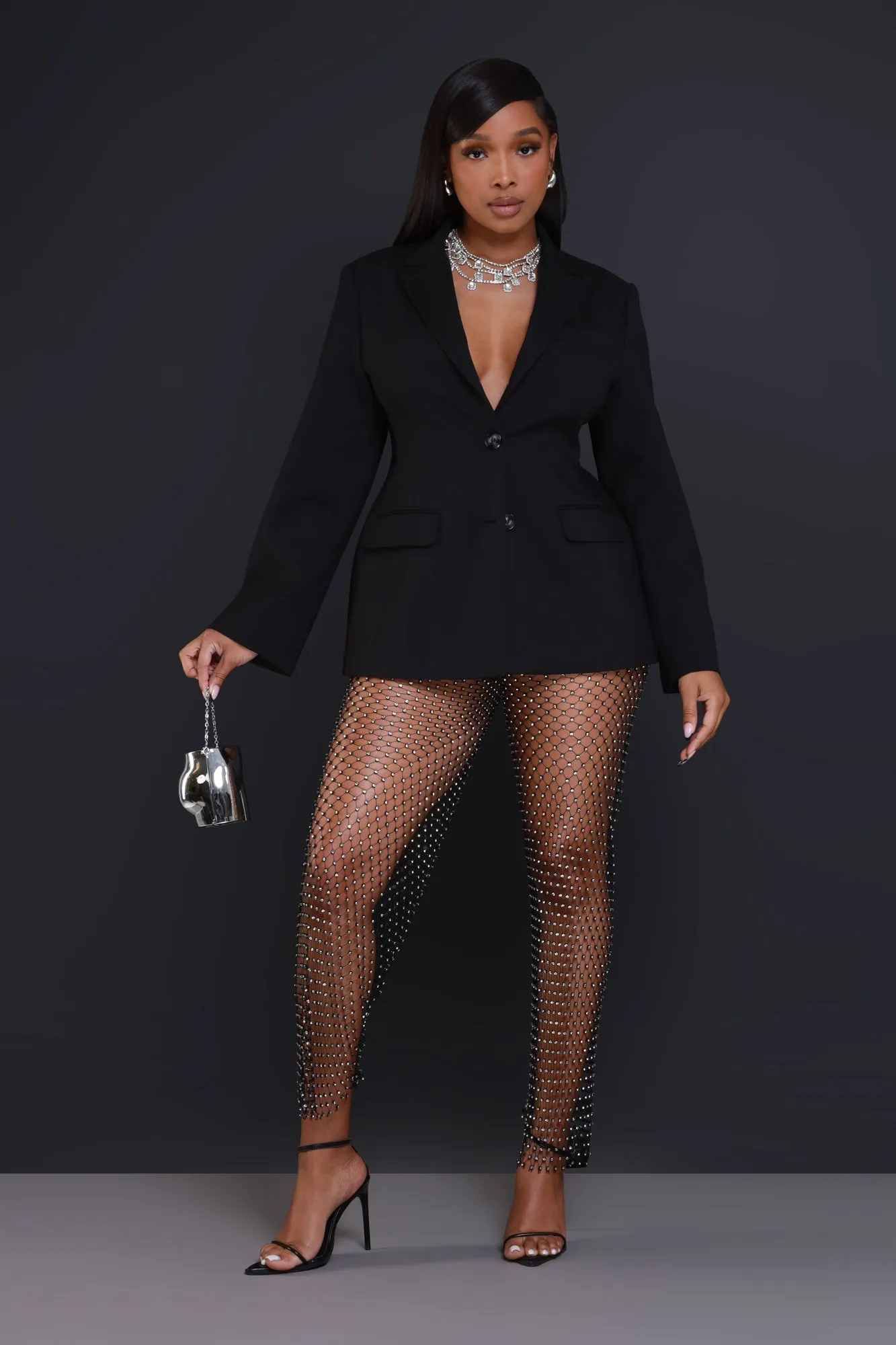 Paris Studded Bling Fishnet Pants Leggings - Black sold by Swankaposh