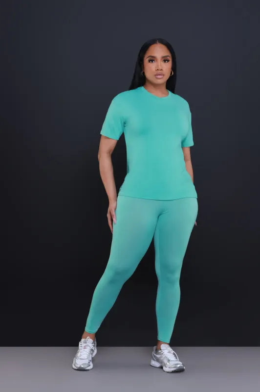Be Great Short Sleeve Legging Set - Jade sold by Swankaposh