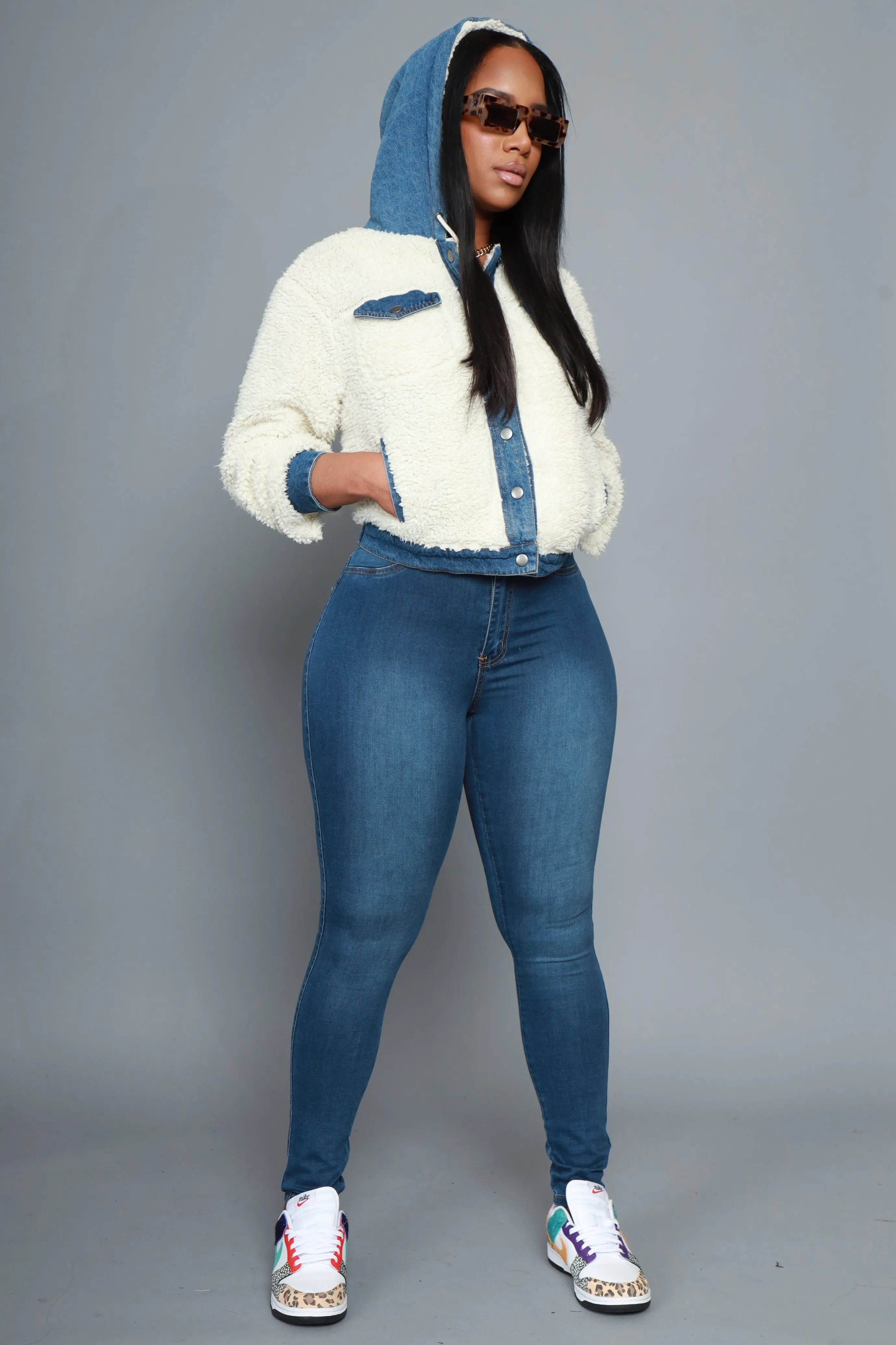 Take Your Pick Hooded Fuzzy Jacket - Cream sold by Swankaposh product image thumbnail 2