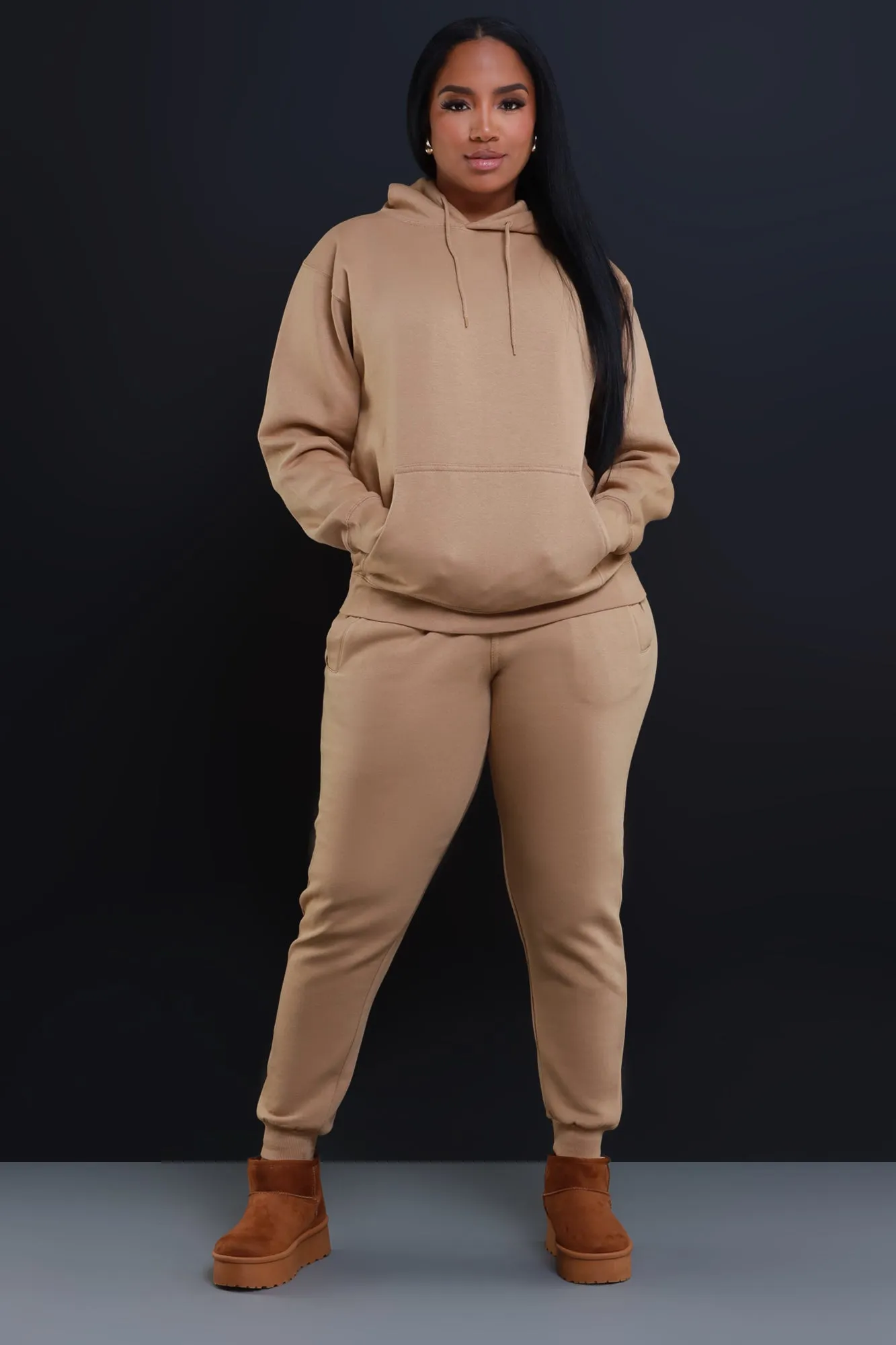 State Of Mind Hooded Jogger Set - Sand sold by Swankaposh