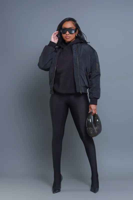 Stay Mad Ruched Bomber Jacket - Black sold by Swankaposh